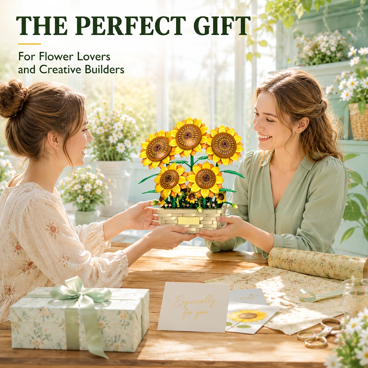 Sunflower Potted Building Block Flower Model Toy